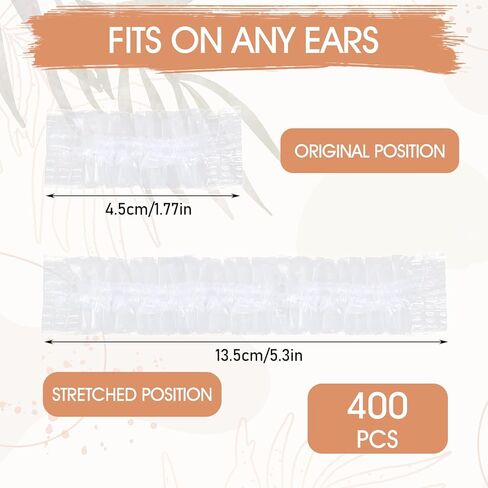 Kifmurase 400Pcs Ear Covers for Shower, Disposable Ear Covers for Hair Dye, Waterproof Lightweight Ear Shower Caps Hair Dye Ears Protectors, Elastic Clear Small Caps for Salon Bathing Travel Adults in Saudi Arabia