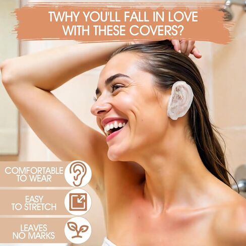 Kifmurase 400Pcs Ear Covers for Shower, Disposable Ear Covers for Hair Dye, Waterproof Lightweight Ear Shower Caps Hair Dye Ears Protectors, Elastic Clear Small Caps for Salon Bathing Travel Adults in Saudi Arabia