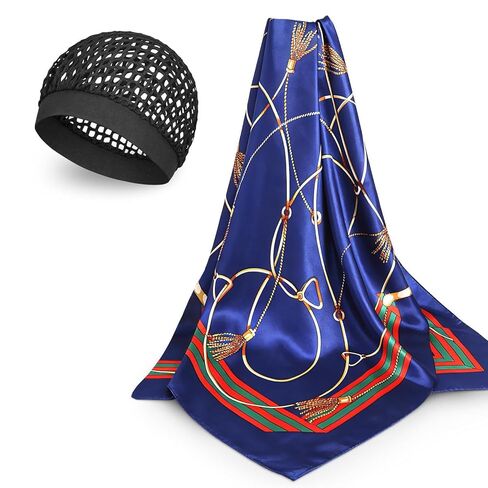 شبكة شعر للضغط الحريري مع وشاح من الساتان، مجموعة وشاح وشبكة شعر ملفوفة، لفافة شعر حريرية للنوم، وشاح رأس متعدد التصميمات للنساء in Kuwait