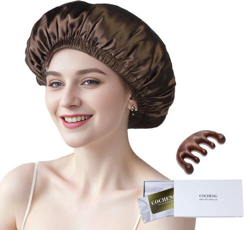 100% Mulberry Silk Bonnet for Sleeping Women Long Hair -Double Layer Silk Cap -Silk Sleep Bonnet with Elastic Stay On Head in Saudi Arabia