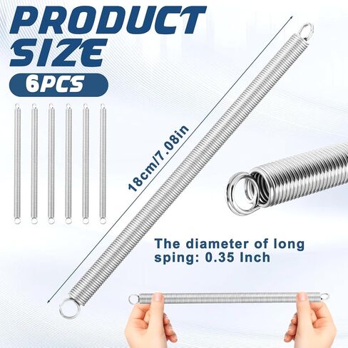 6 Pcs Screen Door Spring, 3/8" x 6-1/2", 0.047" Extended Spring Dual Hook Construction Tension Springs for Machinery Construction Industrial in Saudi Arabia