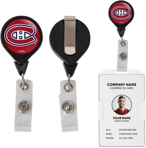 حامل شارة قابل للسحب من Desert Cactus Montréal Canadiens، بكرة معرف فريق NHL مع مشبك تذكرة للحبل والعمل والمدرسة والمكتب in Saudi Arabia