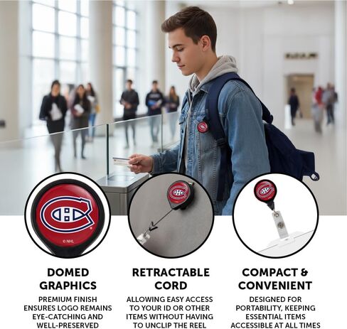 حامل شارة قابل للسحب من Desert Cactus Montréal Canadiens، بكرة معرف فريق NHL مع مشبك تذكرة للحبل والعمل والمدرسة والمكتب in Saudi Arabia