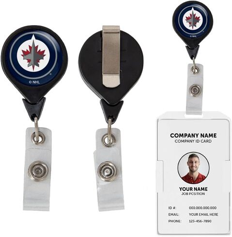 Desert Cactus Winnipeg Jets Retractable Badge Holder NHL Team ID Reel with Ticket Clip for Lanyard, Work, School & Office Access in Saudi Arabia