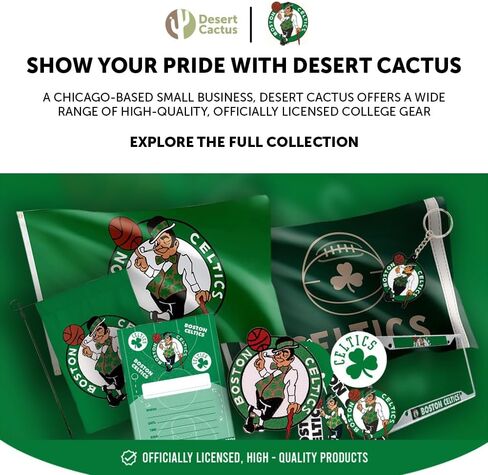 حامل شارة Desert Cactus Boston Celtics قابل للسحب، بكرة معرف NBA مع مشبك تذكرة للحبل والعمل والمدرسة والمكتب (التصميم B) in Saudi Arabia