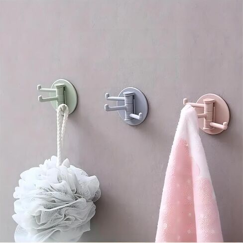 4 Pcs Hanging Hook Multifunctional Wall-Mounted Swivel Hooks Fashionable, Easy-to-Install Plastic Hooks for Home Organization,Multiple Colors in Saudi Arabia