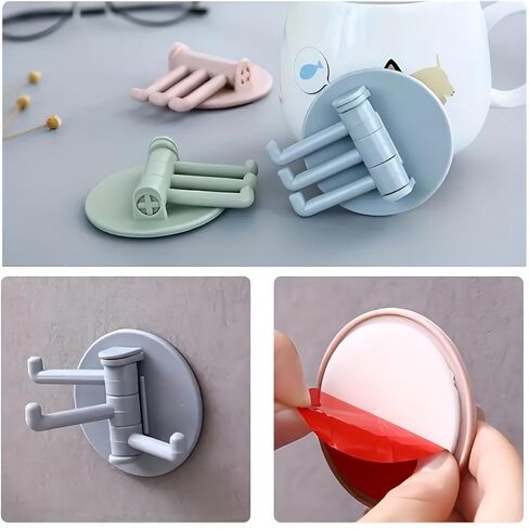 4 Pcs Hanging Hook Multifunctional Wall-Mounted Swivel Hooks Fashionable, Easy-to-Install Plastic Hooks for Home Organization,Multiple Colors in Saudi Arabia