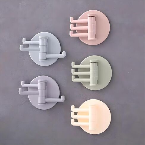 4 Pcs Hanging Hook Multifunctional Wall-Mounted Swivel Hooks Fashionable, Easy-to-Install Plastic Hooks for Home Organization,Multiple Colors in Saudi Arabia