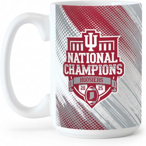 Logo Brands NCAA Indiana Hoosiers College Football Playoff 2026 National Champions 15 oz Ceramic Coffee Mug - CFP Design - Collectible & Keepsake For Alumni & Fans in Saudi Arabia