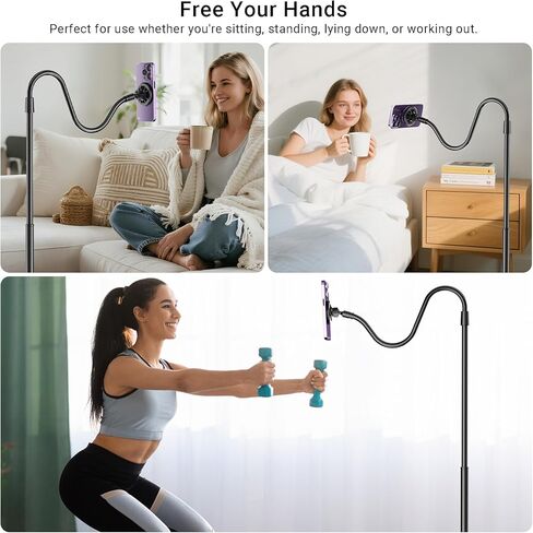 Floor Fire Tablet Stand للقراءة في السرير مع صفحة Turner Remote ، Fire HD 8 9 10 Max Tablet Holder Associaty مع Scrolling Ring Clicker متوافق مع iPad iPhone Android هواتف in Kuwait