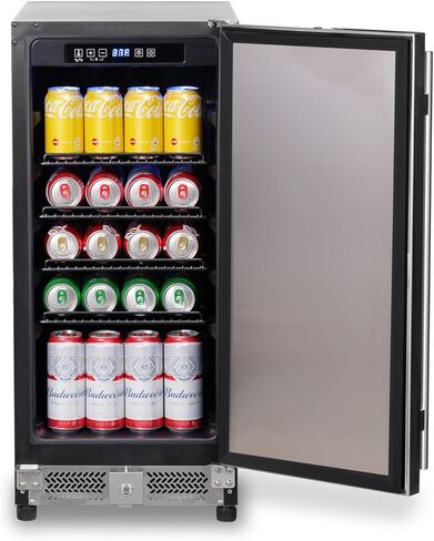 Chillforce 20 Inch Built-In Beverage Refrigerator, Front Venting Under Counter or Freestanding, 7-Color LED Fridge,120 Can Soda Beer Cooler with Stainless Steel Frame & Glass Door in Saudi Arabia