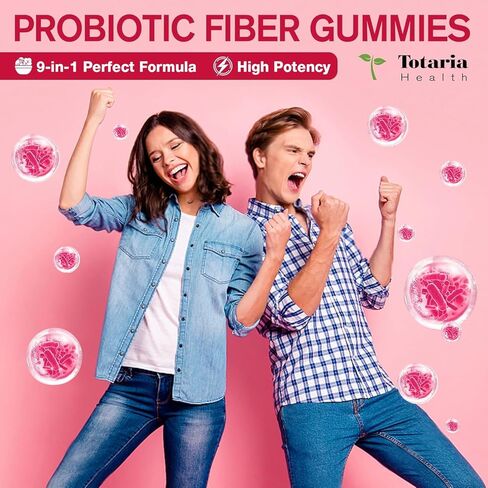 9-in-1 Probiotic Prebiotic Fiber Gummies for Adults Teens, Fiber Supplement Pro with 5 Billion CFU Bacillus Coagulans, Psyllium Husk, FOS, Inulin, ACV for Digestion & Gut, 60 Vegan Watermelon Gummies in Kuwait