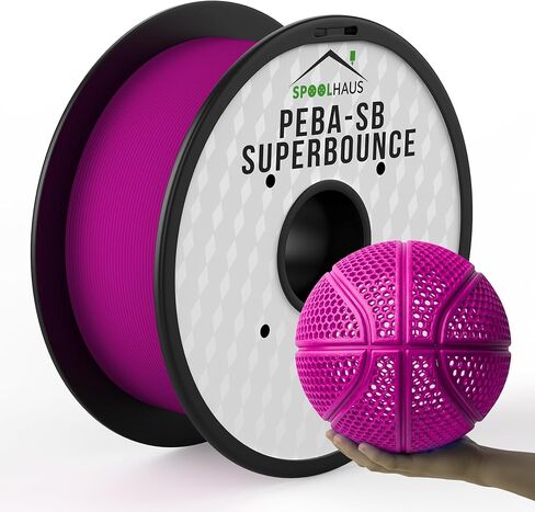 PEBA Filament 1.75mm Full 1kg SpoolHaus Super Bounce | High Rebound Flexible Filament | The Super TPU 78% Energy Return | Bouncy Airless Basketball 3D Printer Filament Lightweight Orange 1kg in Saudi Arabia