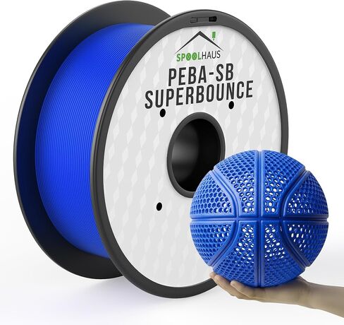 خيوط بيبا 1.75 ملم كاملة 1 كجم SpoolHaus Super Bounce | خيوط مرنة عالية الارتداد | مادة TPU فائقة الجودة بنسبة 78% لإرجاع الطاقة | خيوط طابعة ثلاثية الأبعاد لكرة السلة بدون هواء، خفيفة الوزن، برتقالية، 1 كجم in Kuwait