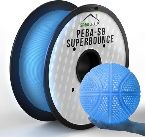 خيوط بيبا 1.75 ملم كاملة 1 كجم SpoolHaus Super Bounce | خيوط مرنة عالية الارتداد | مادة TPU فائقة الجودة بنسبة 78% لإرجاع الطاقة | خيوط طابعة ثلاثية الأبعاد لكرة السلة بدون هواء، خفيفة الوزن، برتقالية، 1 كجم in Kuwait