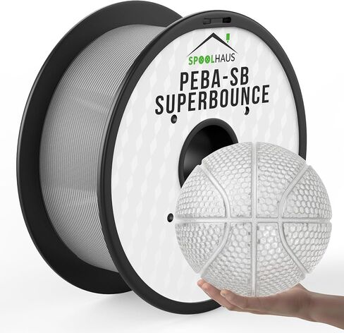 خيوط بيبا 1.75 ملم كاملة 1 كجم SpoolHaus Super Bounce | خيوط مرنة عالية الارتداد | مادة TPU فائقة الجودة بنسبة 78% لإرجاع الطاقة | خيوط طابعة ثلاثية الأبعاد لكرة السلة بدون هواء، خفيفة الوزن، برتقالية، 1 كجم in Kuwait