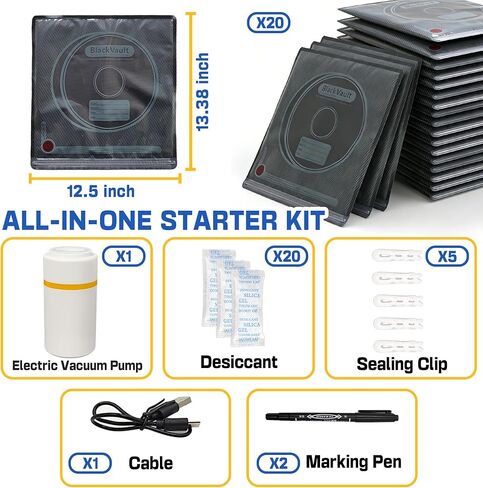 xcivi Vacuum-Sealed 3D Printing Filament Kit, 20 Packs Lightproof Storage Bags with Vacuum Pump, Moisture-Proof Bags, 13.4x12.6 in, Sorting & Storage of 3D Printer Filament Bundle with Desiccant in Saudi Arabia