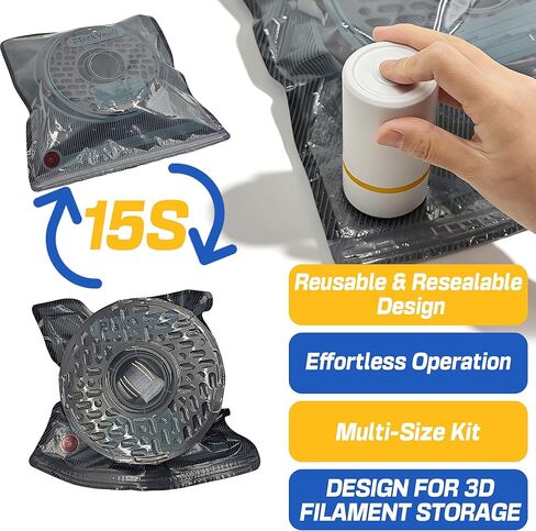 xcivi Vacuum-Sealed 3D Printing Filament Kit, 20 Packs Lightproof Storage Bags with Vacuum Pump, Moisture-Proof Bags, 13.4x12.6 in, Sorting & Storage of 3D Printer Filament Bundle with Desiccant in Saudi Arabia