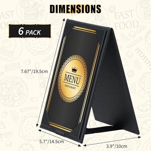 PU Leatherette Table Tents, 5"x 7" Double-Sided Menu Holder, A-Frame Table Tents Menu Cover, 2 Side Drink Dessert Menu Folders for Restaurant, Bar, Cafe, Wedding, Foldable (6 Pack, 5" x 7") in Saudi Arabia