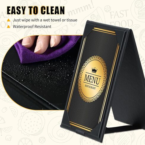 PU Leatherette Table Tents, 5"x 7" Double-Sided Menu Holder, A-Frame Table Tents Menu Cover, 2 Side Drink Dessert Menu Folders for Restaurant, Bar, Cafe, Wedding, Foldable (6 Pack, 5" x 7") in Saudi Arabia