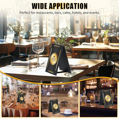 PU Leatherette Table Tents, 5"x 7" Double-Sided Menu Holder, A-Frame Table Tents Menu Cover, 2 Side Drink Dessert Menu Folders for Restaurant, Bar, Cafe, Wedding, Foldable (6 Pack, 5" x 7") in Saudi Arabia