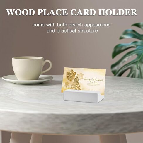 TIMESETL 12Pack Wood Place Card Holders Sign Holders Table Number Stands Wooden Name Card for Wedding Party Events Decoration (White, 3 x 1.6 x 0.8 Inch) in Saudi Arabia