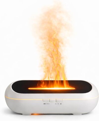 AquaAura Flame Diffuser – Flame Effect Essential Oil Diffuser & Humidifier, 160ml Aromatherapy Diffuser with 7 LED Colors, Cool Mist Humidifier with 1H/3H/6H Timer Auto Shutoff in Saudi Arabia