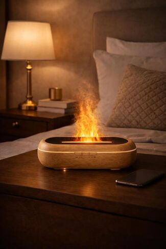 AquaAura Flame Diffuser – Flame Effect Essential Oil Diffuser & Humidifier, 160ml Aromatherapy Diffuser with 7 LED Colors, Cool Mist Humidifier with 1H/3H/6H Timer Auto Shutoff in Saudi Arabia