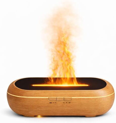 AquaAura Flame Diffuser – Flame Effect Essential Oil Diffuser & Humidifier, 160ml Aromatherapy Diffuser with 7 LED Colors, Cool Mist Humidifier with 1H/3H/6H Timer Auto Shutoff in Saudi Arabia