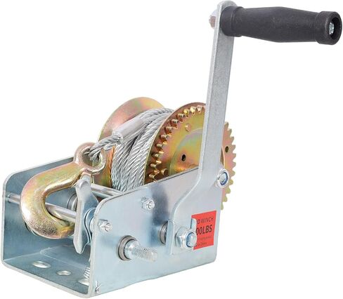 ونش مقطورة قارب 3500 رطل مع حزام أزرق بطول 32.8 قدم، ونش يدوي يعمل يدويًا، نسبة تروس 4.1:2.4:1 ونش محمول، سقاطة في اتجاهين، للمقطورة أو القارب أو سحب ATV، أسود in Kuwait