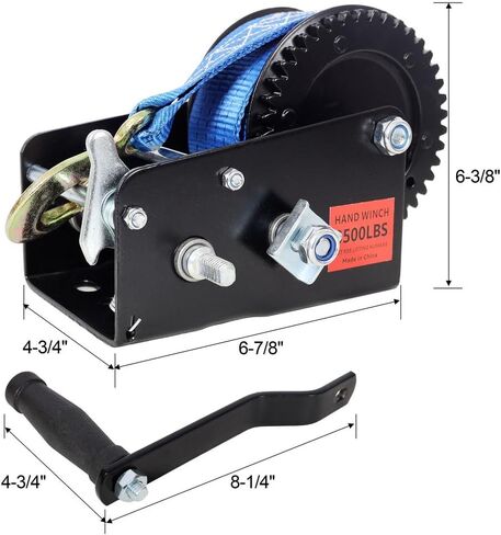 ونش يدوي بوزن 3500 رطل مع حزام أزرق بطول 32.8 قدم - ونش يدوي بسرعتين مع سقاطة ثنائية الاتجاه، ونش سحب للمركبات الثقيلة ومقطورة للمركبات in Kuwait