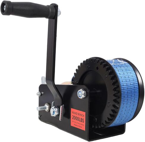 ونش يدوي 2000 رطل مع حزام أزرق بطول 26 قدم - ونش يدوي بسرعتين، سقاطة ثنائية الاتجاه، ونش يدوي محمول لقطر مقطورة القارب ATV in Kuwait