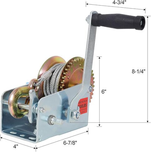 ونش يدوي 2500 رطل مع كابل فولاذي بطول 32.8 قدم - ونش يدوي بسرعتين، سقاطة ثنائية الاتجاه، ونش محمول مجلفن عالي التحمل لقطر مقطورة القارب ATV in Kuwait