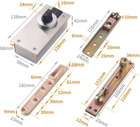 مفصلات أبواب معدنية شديدة التحمل، مفصلات محورية مخفية دوارة 360 درجة، تثبيت لأعلى ولأسفل تحميل 400 كجم in Kuwait