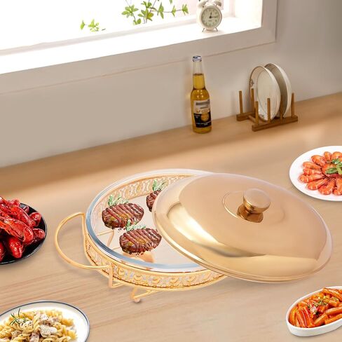 طقم أطباق الغضب 2.1QT، طبق تقديم البوفيه، جهاز تسخين الطعام البيضاوي مع غطاء وصينية، للحفلات والمناسبات والبوفيهات in Kuwait