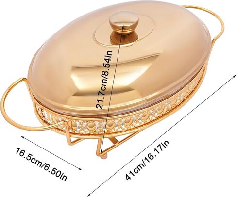 طقم أطباق الغضب 2.1QT، طبق تقديم البوفيه، جهاز تسخين الطعام البيضاوي مع غطاء وصينية، للحفلات والمناسبات والبوفيهات in Kuwait