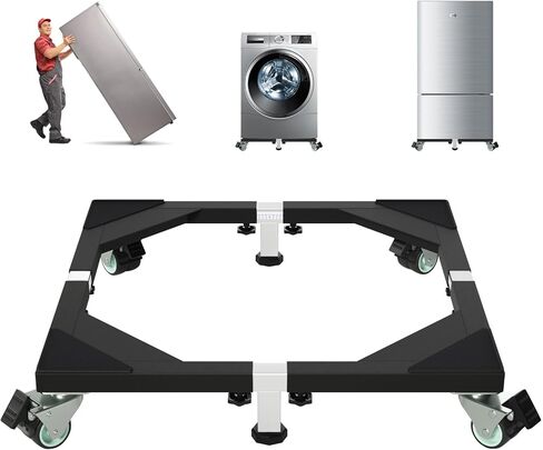 I'Ezonk Heavy Duty All Stainless Steel Mobile Mini Fridge Stand, Refrigerator Stand and Washing Machine Stand with Wheels, Adjustable Furniture Dolly for Washer, Refrigerator and Dryer(White) in Saudi Arabia