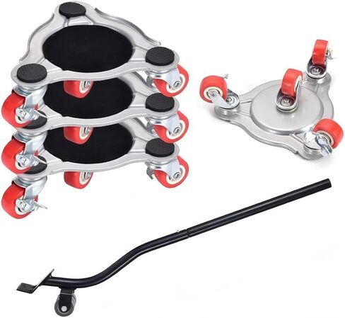 Furniture Dolly Mover with 4 Wheels, Set of 4 Heavy-Duty Dollies, Non-Slip Pads & Pry Bar, 500kg Capacity, for Moving Heavy Furnitures in Kuwait