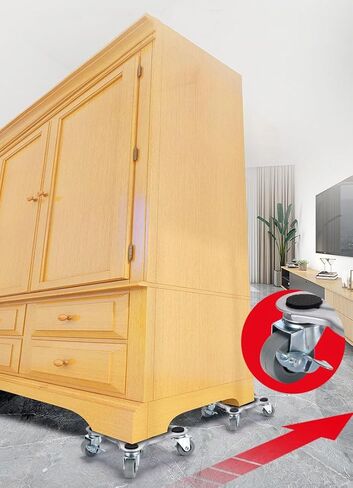 Furniture Dolly Mover with 4 Wheels, Set of 4 Heavy-Duty Dollies, Non-Slip Pads & Pry Bar, 500kg Capacity, for Moving Heavy Furnitures in Kuwait