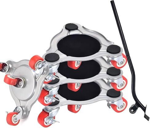 Furniture Dolly Mover with 4 Wheels, Set of 4 Heavy-Duty Dollies, Non-Slip Pads & Pry Bar, 500kg Capacity, for Moving Heavy Furnitures in Kuwait
