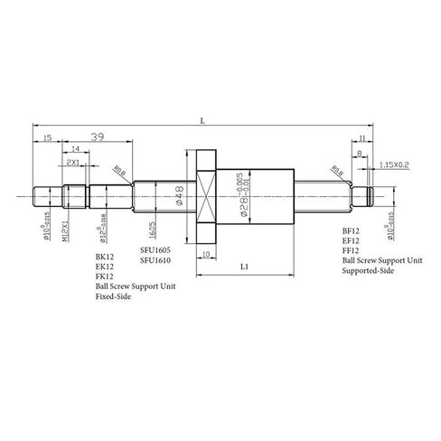 2pcs R20 Linear Guide Bracket + 4pcs R20UU Bearing seat + SFU1605 Ball Screw end Processing + nut housing + BKBF12 + Coupling kit(1605-250 SBR20-200) in Saudi Arabia