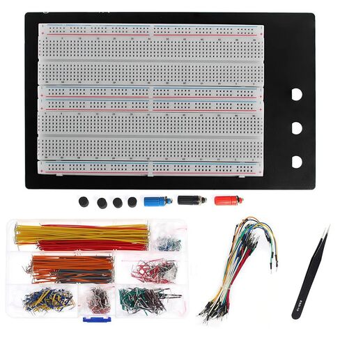 Solderless 1660 Breadboard Kit + 350 Jumper Wires + 65 PCS Flexible Breadboard Jumper Wires + 1pcs Tweezer for Prototyping Circuit in Kuwait