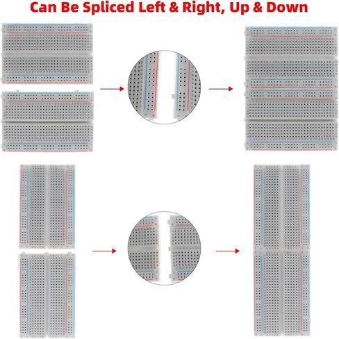 Solderless 1660 Breadboard Kit + 350 Jumper Wires + 65 PCS Flexible Breadboard Jumper Wires + 1pcs Tweezer for Prototyping Circuit in Kuwait