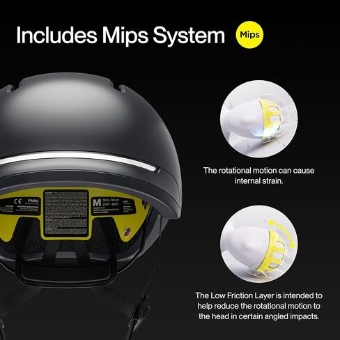 FARO Smart Bike Helmet with MIPS - Integrated LED Lights and Hidden Rear Light Panel - Wireless Turn Signals, Automatic Brake Light and SOS Crash Detection - Blackbird, Large in Kuwait