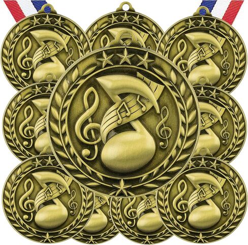 جائزة الميداليات الذهبية للموسيقى من Express Medals مع أشرطة للرقبة WAMG-943 - (عبوة من 10 قطع) in Kuwait