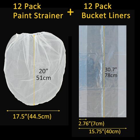 Paint Strainer 5 Gallon White Fine Mesh Paint Filter Bag Elastic Opening Strainer Bags 24 Pack (Paint Strainers & Bucket Liners, Each 12 Pack) in Saudi Arabia
