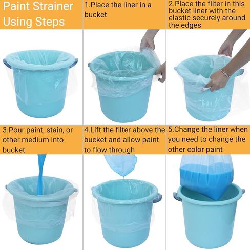 Paint Strainer 5 Gallon White Fine Mesh Paint Filter Bag Elastic Opening Strainer Bags 24 Pack (Paint Strainers & Bucket Liners, Each 12 Pack) in Saudi Arabia