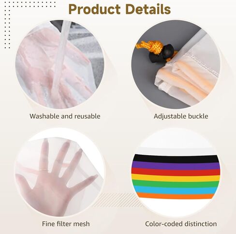 8 Pcs 5-Gallon Mesh Filter Bags, 8 Colors Bucket Liner Bags, All-mesh Storage Bags, Reusable Washable Mesh Bags, Top Opening Strainer Bags with Filter Screen & Storage Pouch for Garden in Saudi Arabia