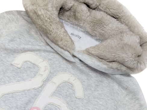 Hollister Women's Feel Good Faux Fur-Lined Hood Graphic Hoodie HOW-16 in Saudi Arabia