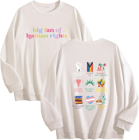 Women's Big Fan of Human Rights Sweatshirt Sweater Polyester Cotton Fit in Saudi Arabia